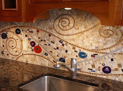 Кухонный фартук из мозаики